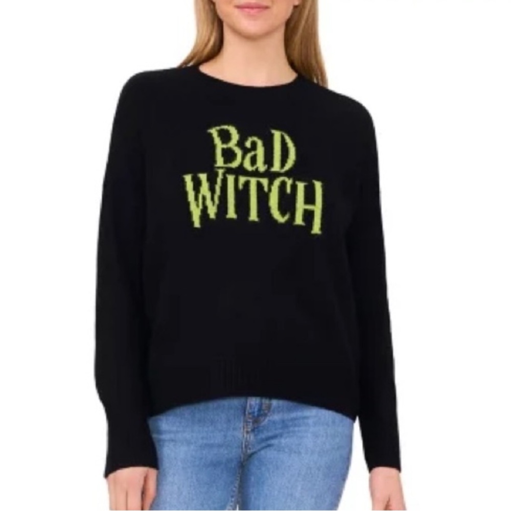 Vince Camuto Wicked 'Bad Witch' Sweater‎ Black/Lime Green Metallic XL Elphaba